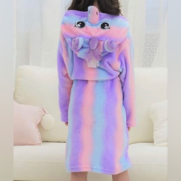 NWT Doctor Unicorn Bright Purple Size 7-9 Years Bath Sleep Robe - Picture 5 of 10
